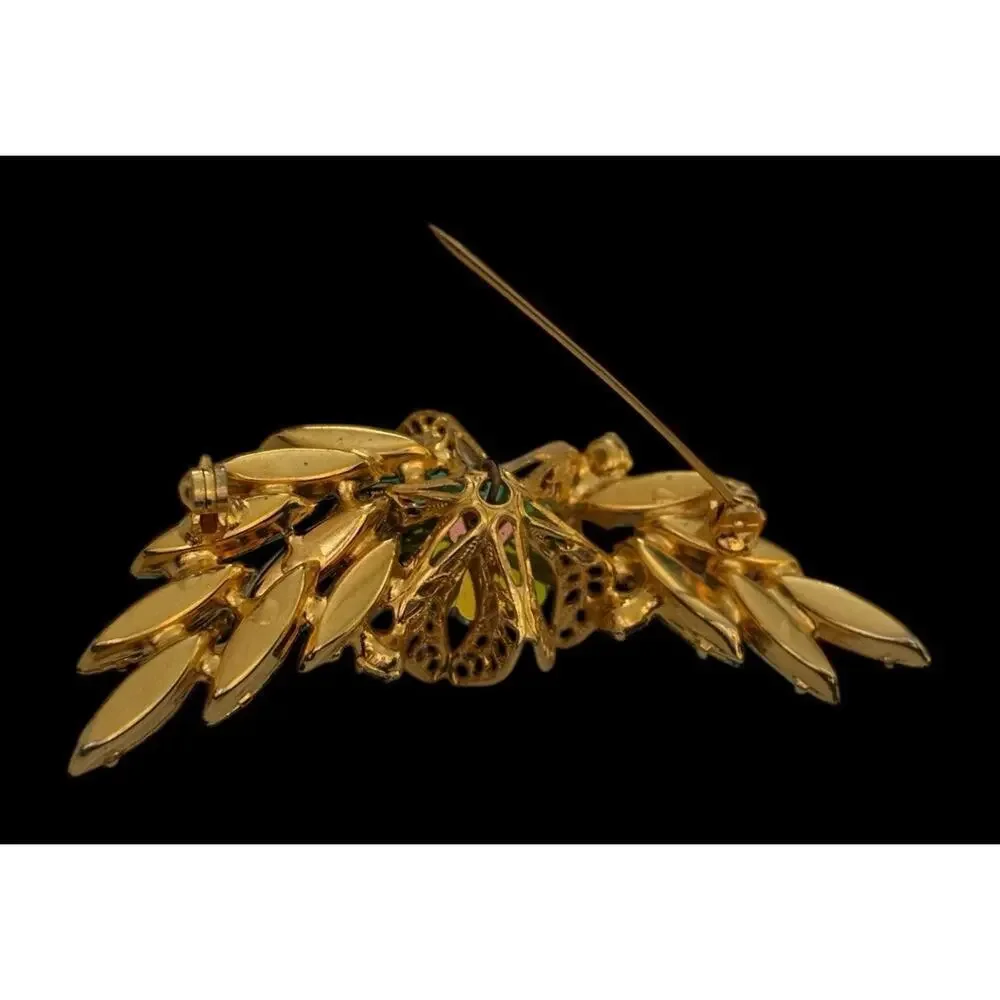 Juliana Heliotrope Watermelon Rhinestone Spray Brooch Pin DeLizza & Elster #2179